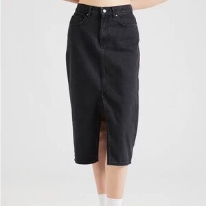 Black Denim Midi Skirt